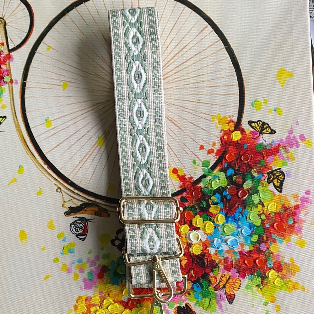 Woven Sage Green Adjustable Strap with Gold Hardware